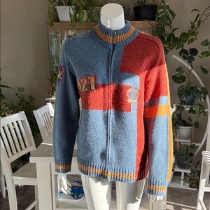 VTG KAPTAN mohair sportswear size M/L Colorful crew neck Sweater with Zip Front